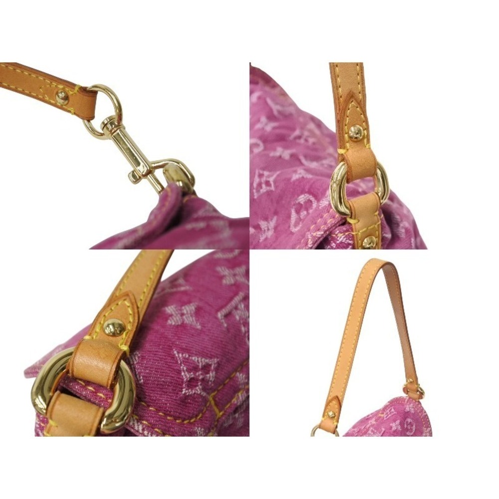 LOUIS VUITTON Pleaty One Shoulder Hobo Bag Monogram Denim Pink - Picture 5 of 9